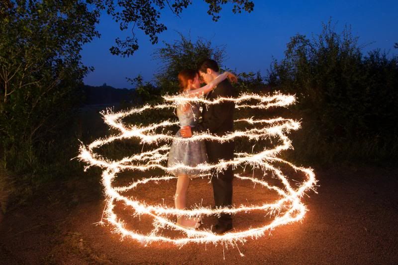 sparklers and fireworks wedding photography