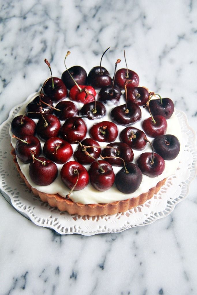dessert - cherry almond mascarpone tart