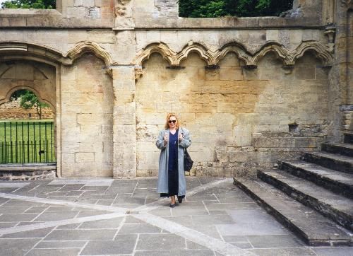 Me dowsing in Glastonbury Abbey