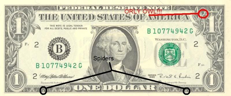 1 dollar bill owl. 1 dollar bill spider. dollar