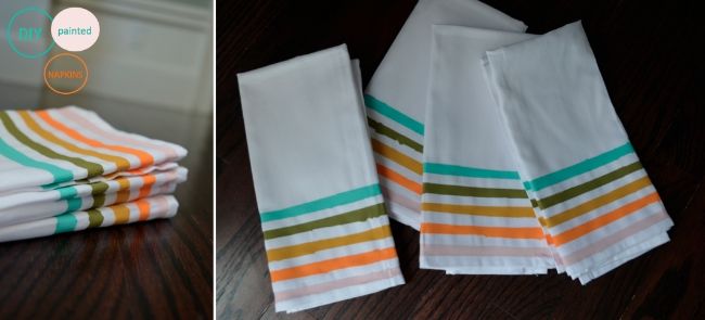 DIY painted stripe cloth napkins