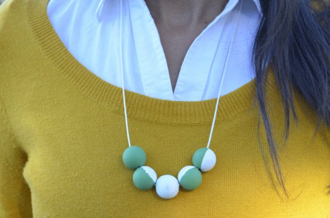 DIY wooden bead gum ball necklace