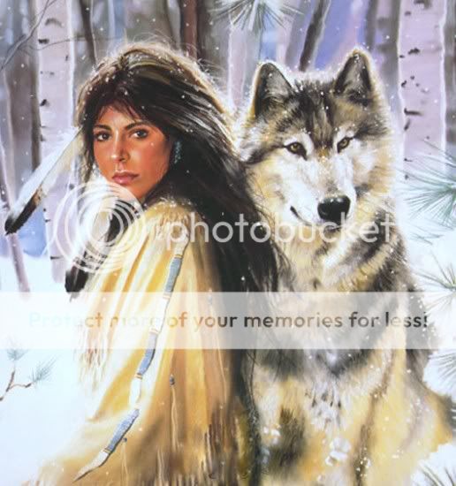 Native-Amerikan--winter--women--wolf--zima--Indianer--indianie ...