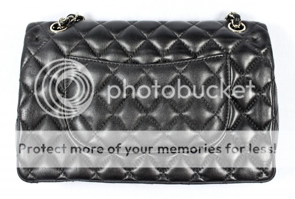Chanel Jumbo Quilted Purse Double Flap Lambskin Classic 2 55 Black Silver Chain